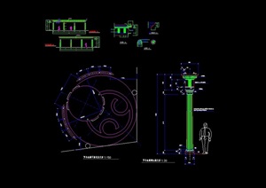 详细的整体廊架节点素材cad施工图