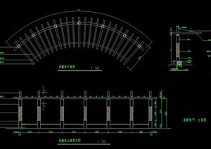 现代弧形廊架详细素材设计cad施工图