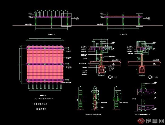 详细完整廊架节点素材设计cad施工图