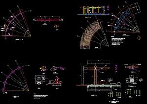 弧形详细廊架节点素材设计cad施工图