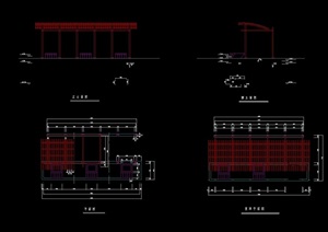 详细的整体廊架素材设计cad施工图