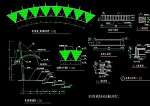 休闲廊架详细素材设计cad施工图