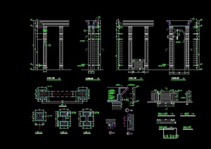 详细的完整廊架节点素材设计cad施工图