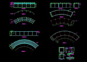 现代风格完整的廊架详细素材设计cad施工图
