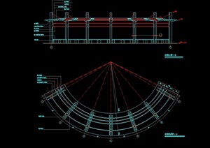弧形廊架详细素材设计cad施工图