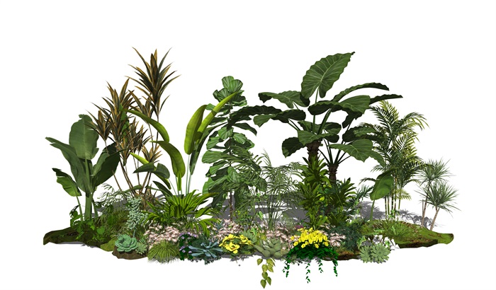 现代景观小品 植物 灌木 绿植 盆栽su模型(1)
