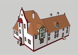 多层欧式别墅建筑SU(草图大师)模型