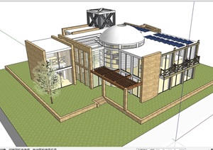 现代风格完整的两层别墅建筑SU(草图大师)模型