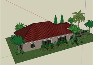 单层私人别墅建筑SU(草图大师)模型