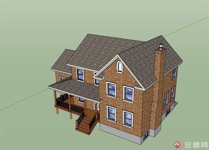 独栋多层完整的别墅住宅设计su模型