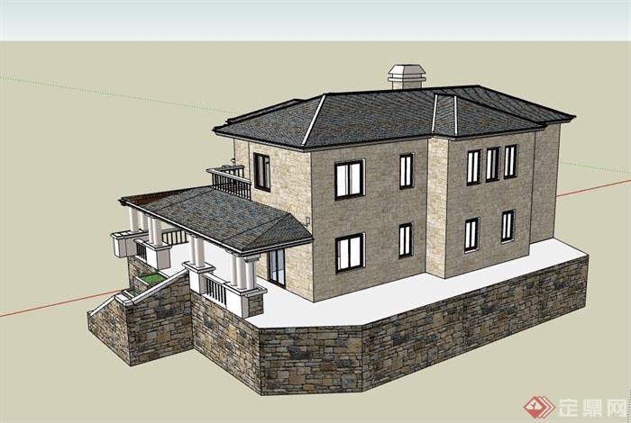 欧式风格整体详细的别墅住宅设计su模型