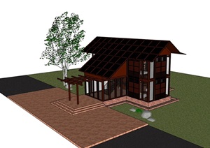 某欧式度假独栋别墅住宅设计SU(草图大师)模型