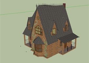 某欧式风格独栋多层别墅住宅设计SU(草图大师)模型