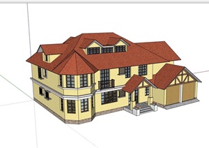 某欧式风格独栋多层别墅住宅设计SU(草图大师)模型