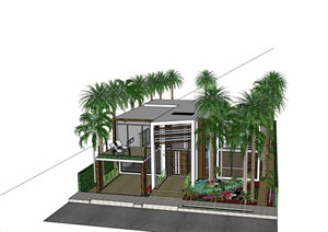 详细的完整多层别墅住宅设计SU(草图大师)模型
