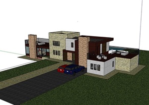 现代风格完整的别墅住宅设计SU(草图大师)模型