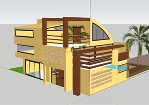 详细的整体别墅住宅设计SU(草图大师)模型