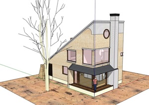 独栋斜坡屋顶别墅住宅设计SU(草图大师)模型