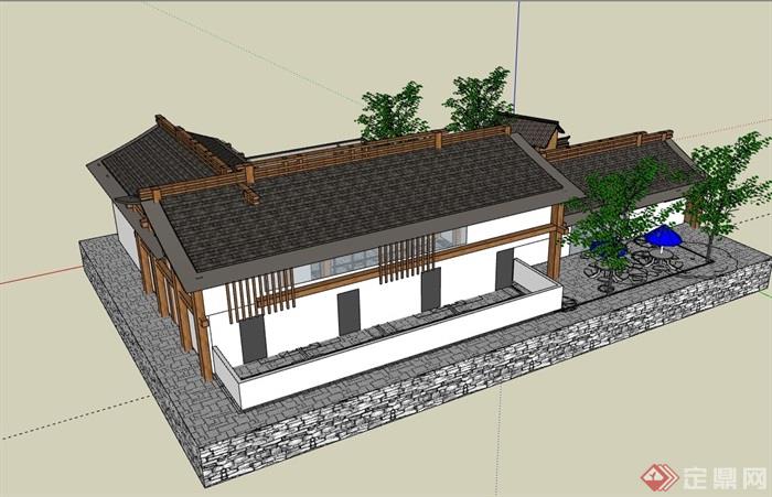 中式风格小区别墅住宅楼设计su模型