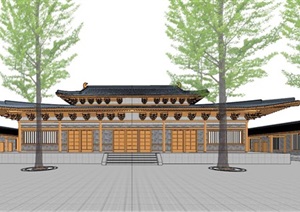 日式古典宫殿建筑SU(草图大师)模型