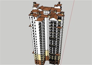 完整的详细高层小区建筑楼SU(草图大师)模型