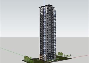 高层欧式风格小区住宅楼SU(草图大师)模型