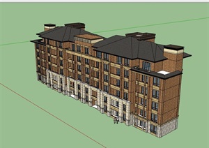 欧式多层完整的小区住宅楼SU(草图大师)模型