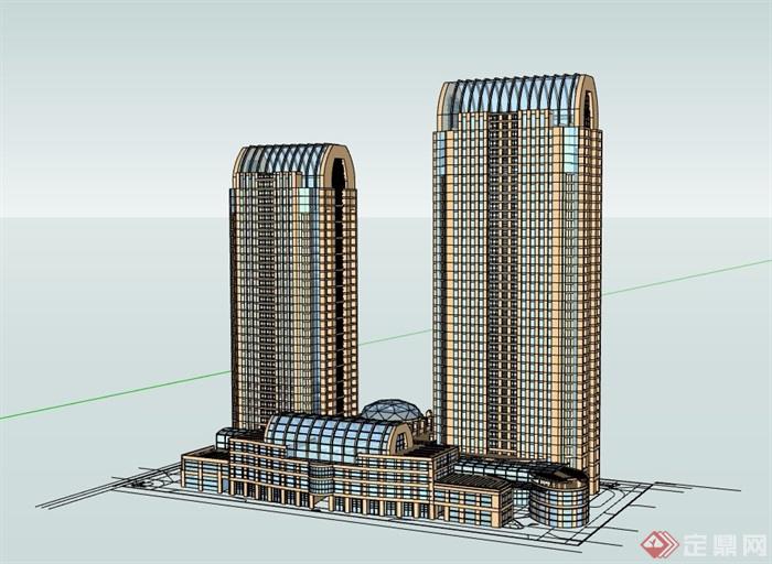 某现代风格高层商业住宅楼建筑su模型