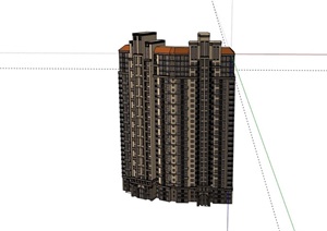 高层欧式风格独特住宅楼建筑SU(草图大师)模型