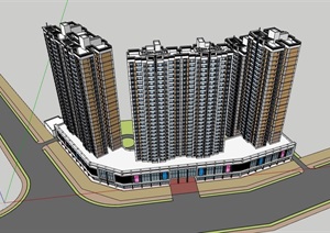 某现代风格商业住宅建筑SU(草图大师)模型