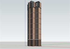 完整的详细高层小区建筑设计SU(草图大师)模型