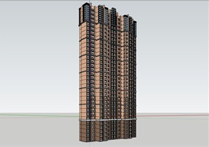 详细的完整高层独特小区建筑设计SU(草图大师)模型