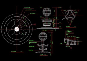 园林景观花球小品素材cad施工图