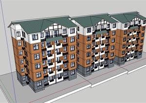 欧式风格小区独特的居住楼设计SU(草图大师)模型