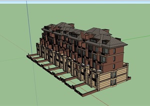 欧式风格多层小区完整居住楼设计SU(草图大师)模型