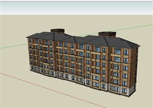 详细的整体欧式风格独特住宅楼SU(草图大师)模型