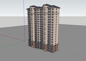 高层详细的欧式风格住宅楼SU(草图大师)模型
