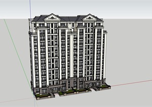 小高层详细的小区住宅楼SU(草图大师)模型