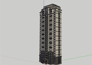 完整的高层欧式居住楼SU(草图大师)模型