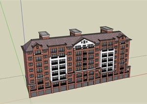 详细的整体完整小区居住楼SU(草图大师)模型