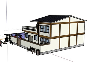 某中式风格详细的民居住宅SU(草图大师)模型