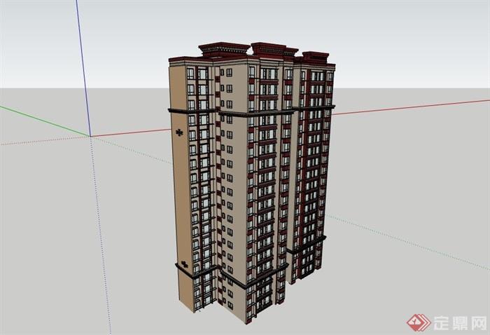 某高层现代风格独特的详细居住楼su模型