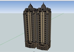 高层欧式风格独特的小区建筑SU(草图大师)模型