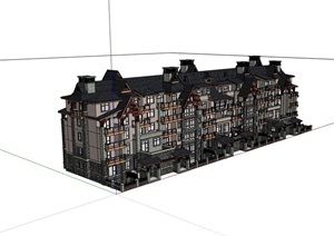 详细的欧式风格完整的住宅楼SU(草图大师)模型
