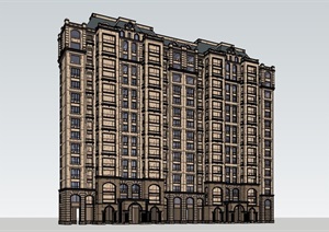 高层详细的欧式住宅楼SU(草图大师)模型