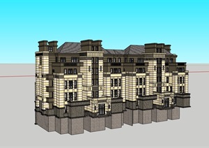 欧式风格完整的多层住宅楼SU(草图大师)模型