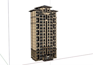 某高层欧式风格详细住宅楼SU(草图大师)模型