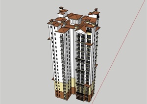 高层现代风格整体的住宅楼SU(草图大师)模型