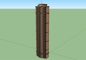 某现代风格完整的高层小区住宅楼SU(草图大师)模型