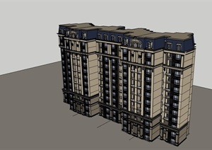 欧式风格小区完整的住宅楼SU(草图大师)模型